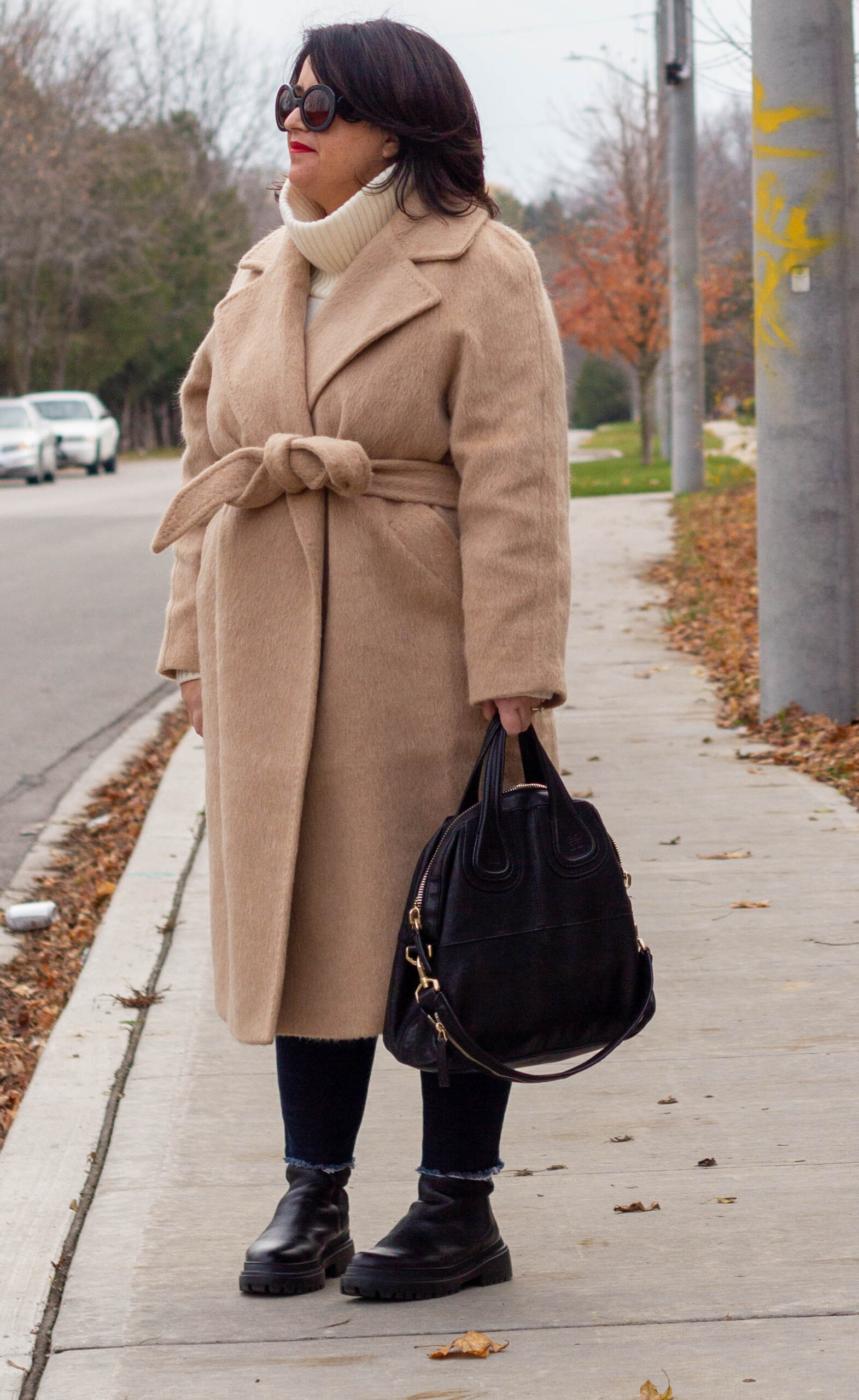 wrap coat, maguire boots