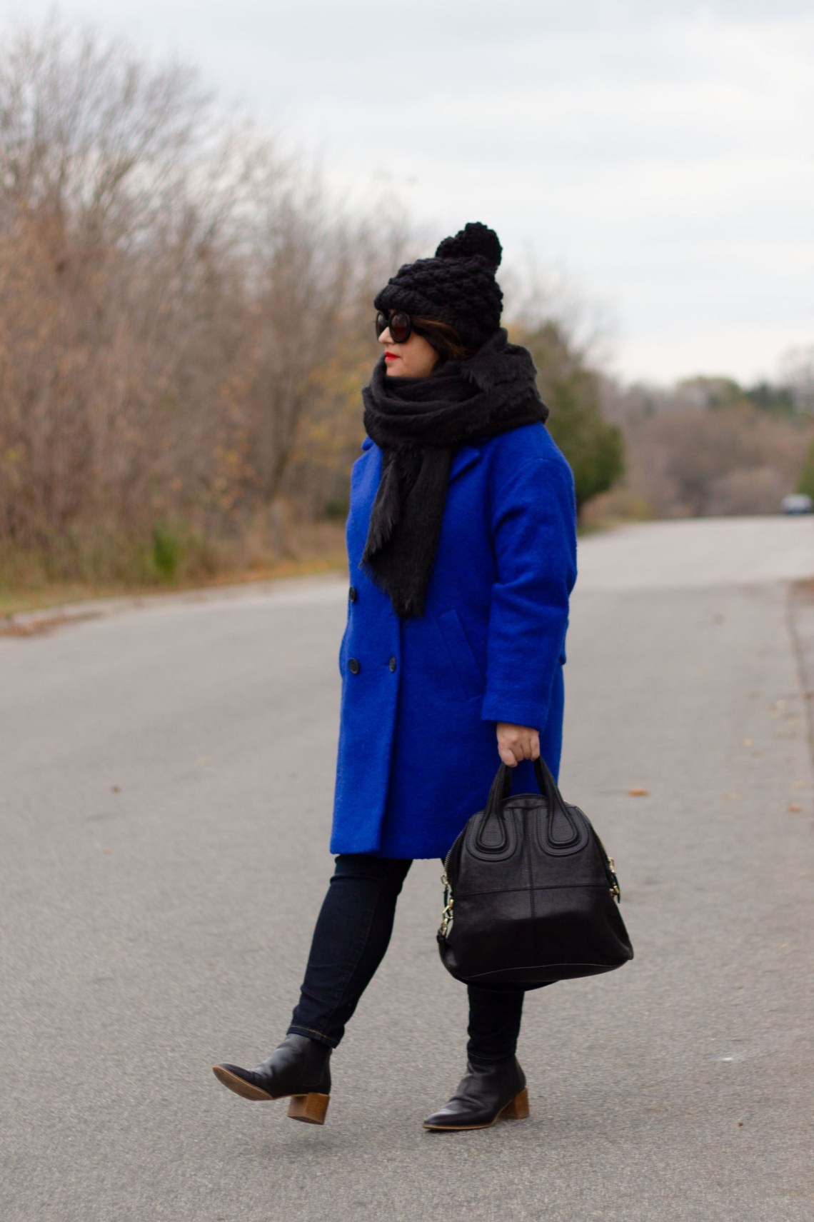 bright blue coat outfit