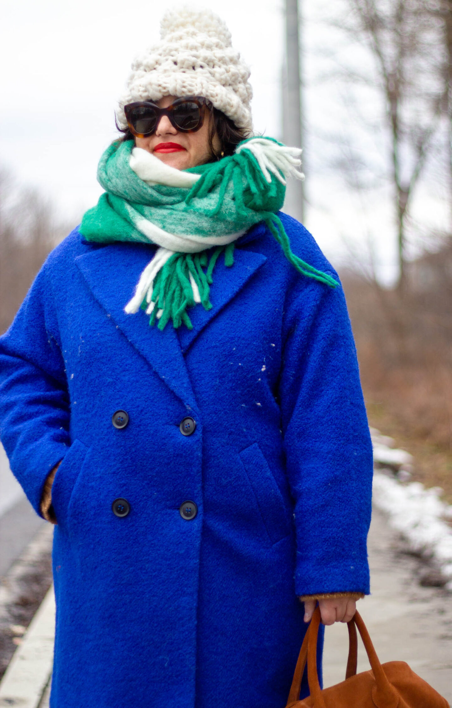 blue coat with green