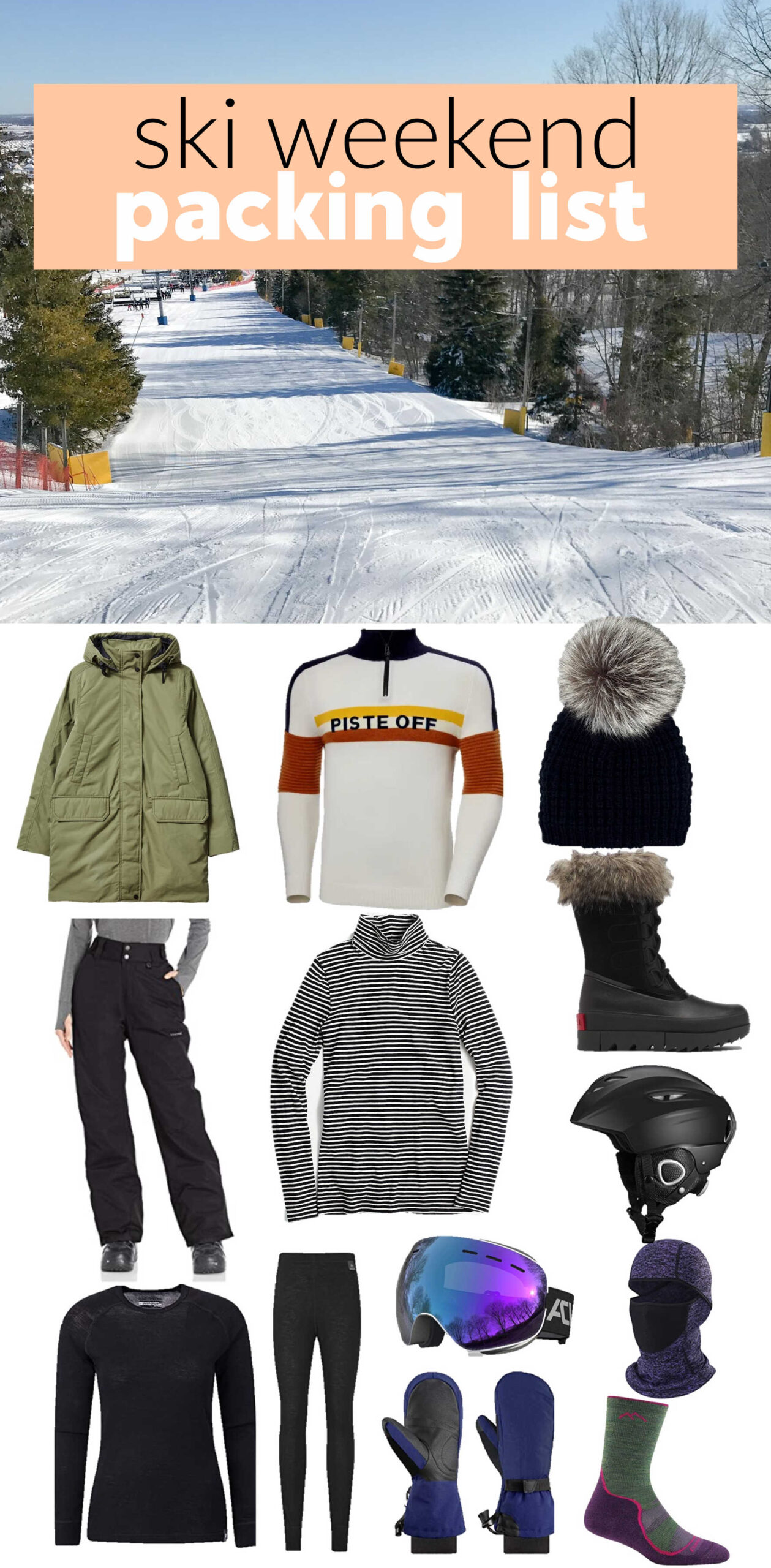 ski outfits for women packing lists