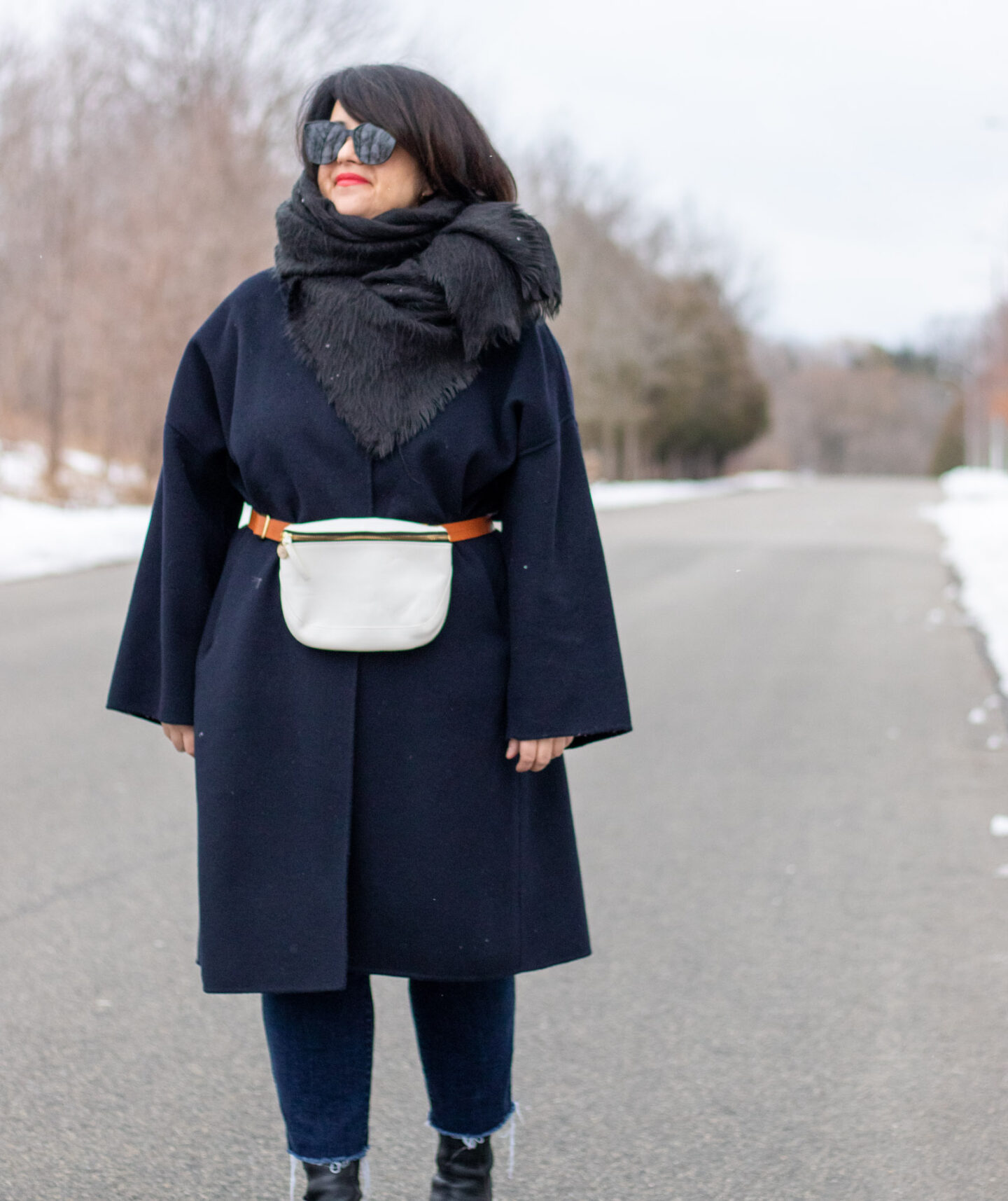 winter belt bag outfit