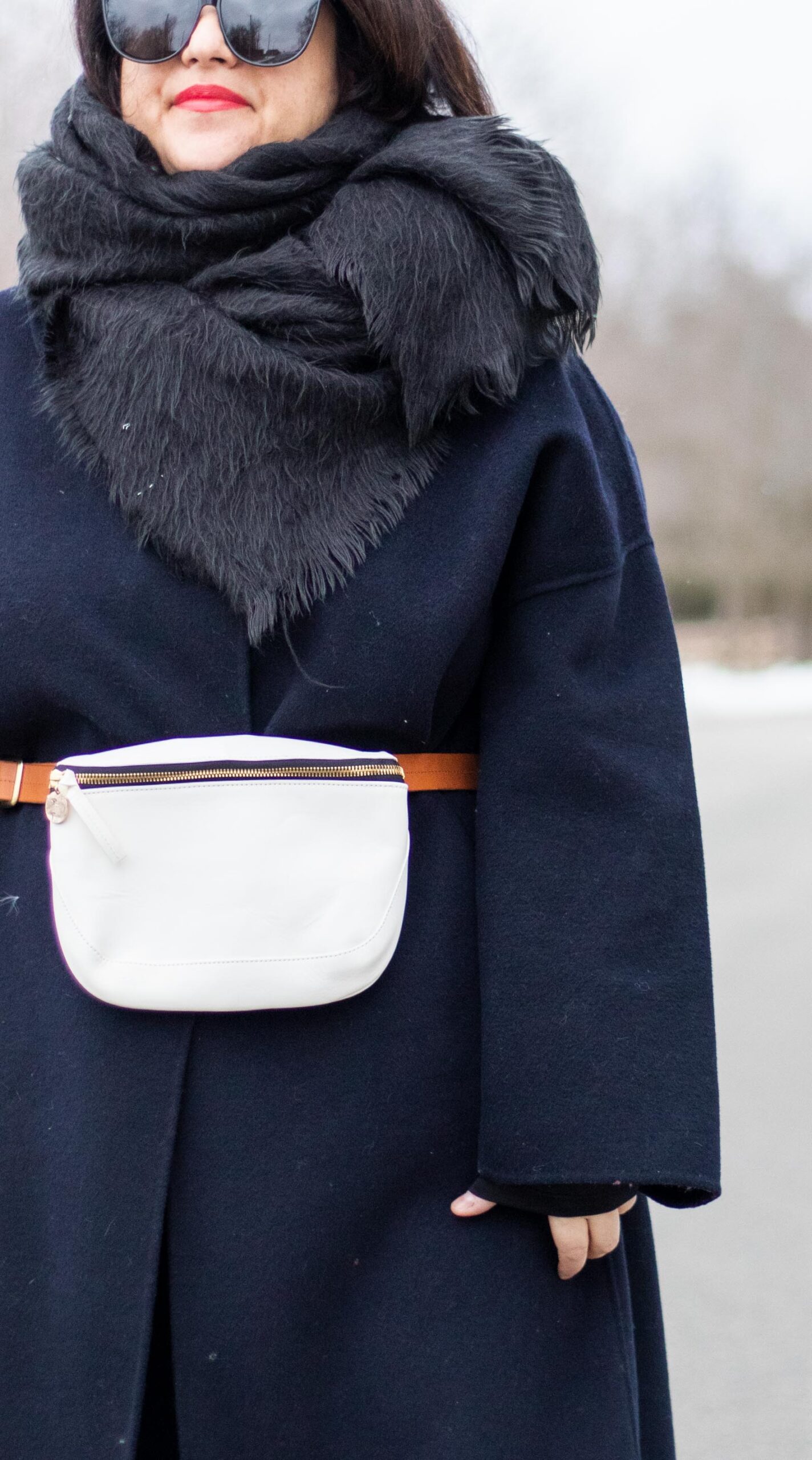 clare v belt bag winter outfit