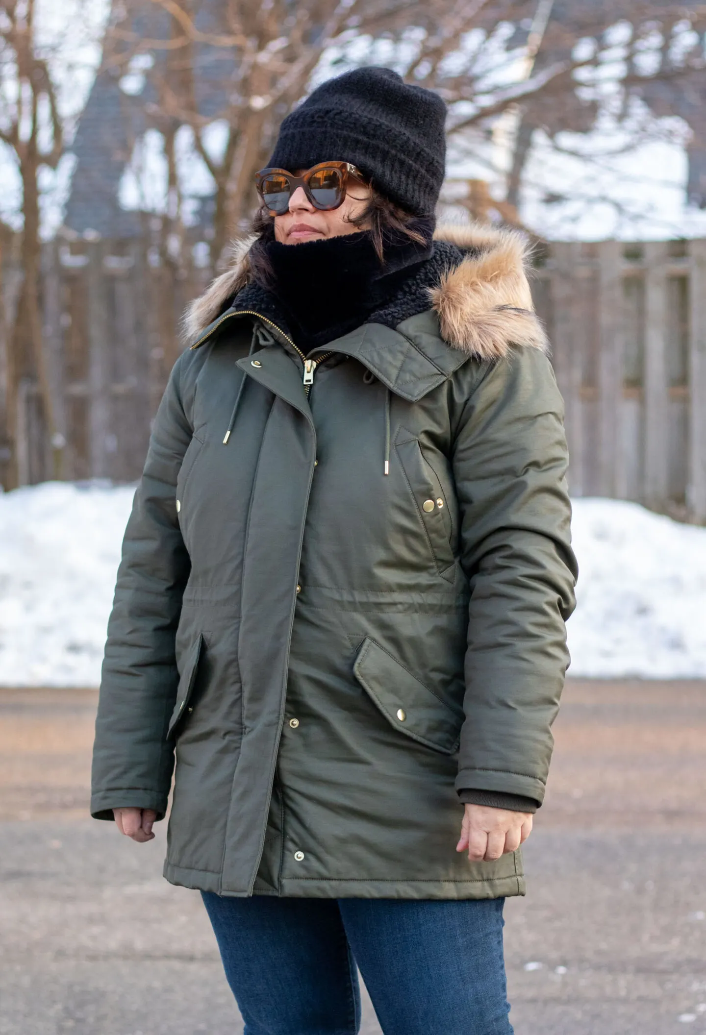 jcrew parka outfit