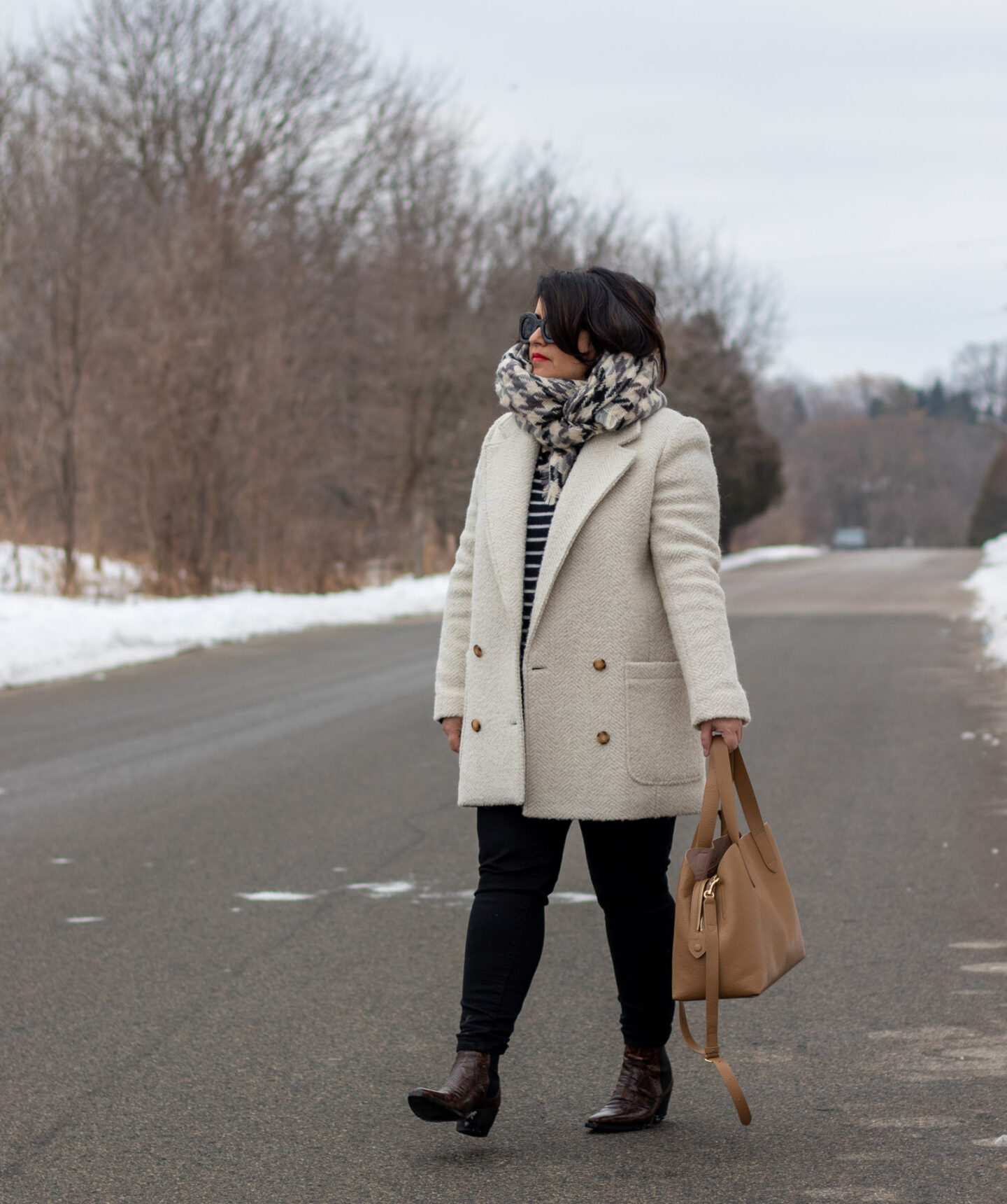 sezane harper coat, neutral winter outfit