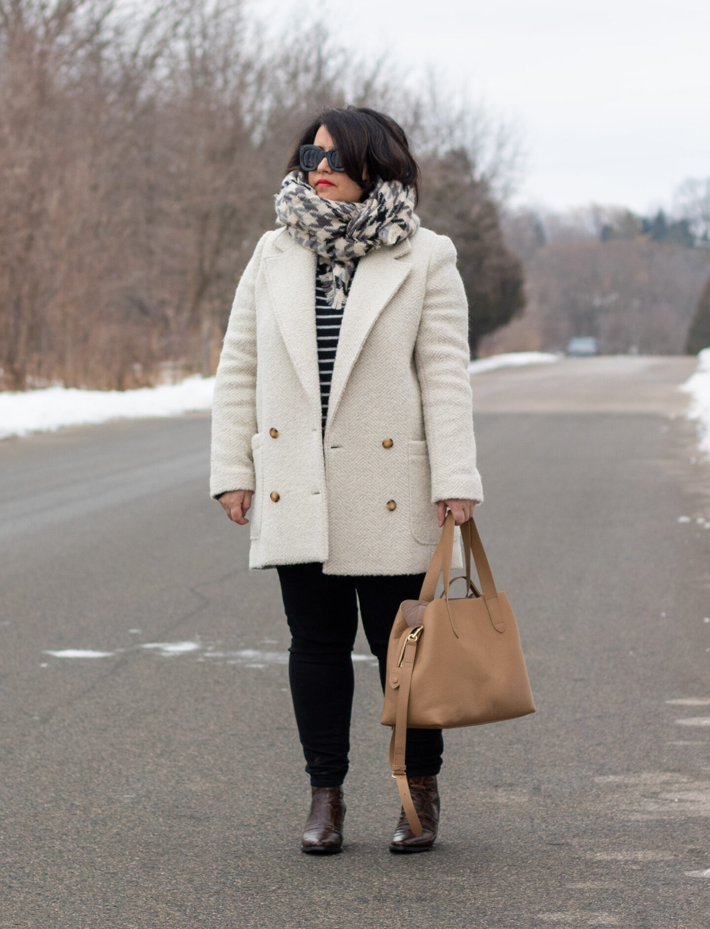 sezane harper coat, neutral winter outfit