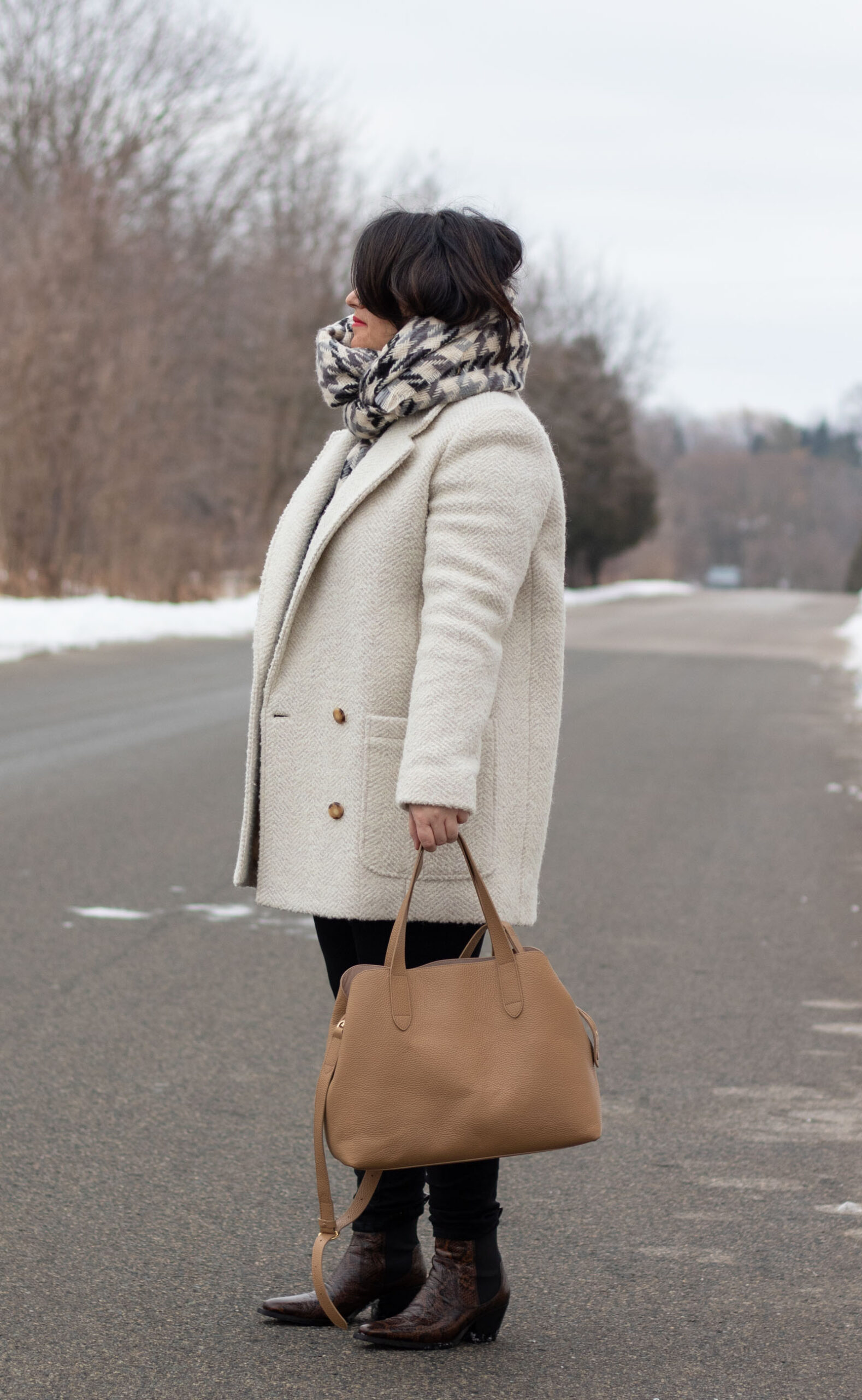 sezane harper coat, neutral winter outfit