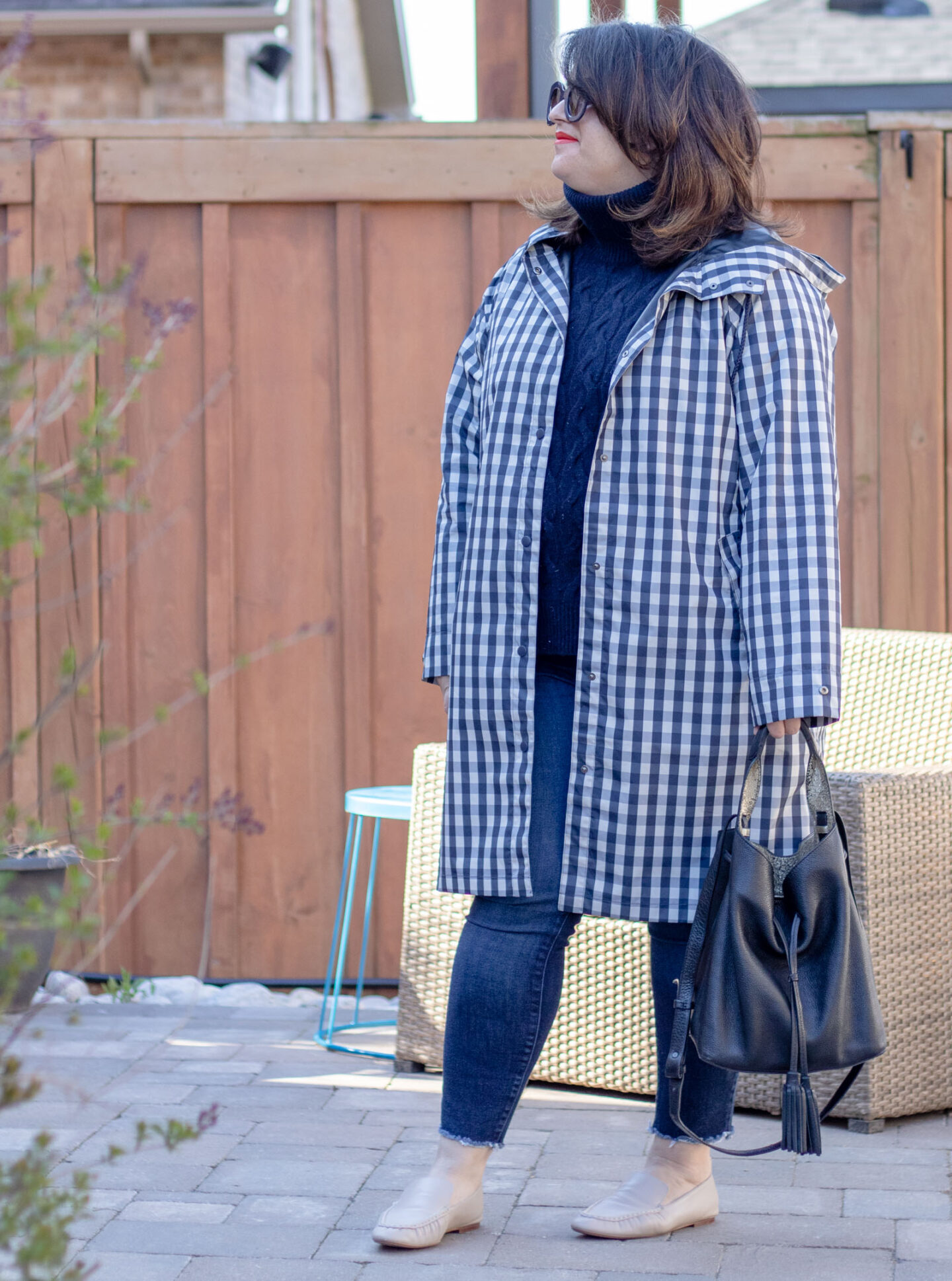 gingham coat spring outfit