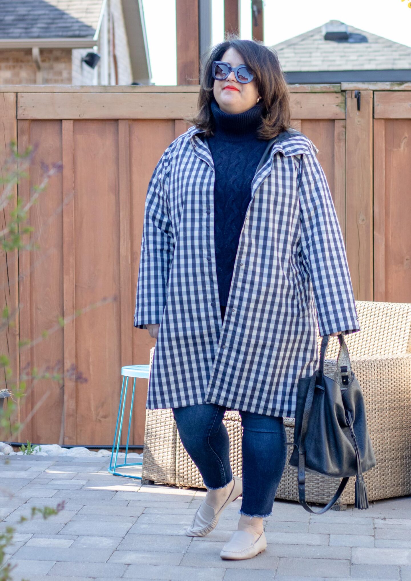 gingham raincoat outfit spring style
