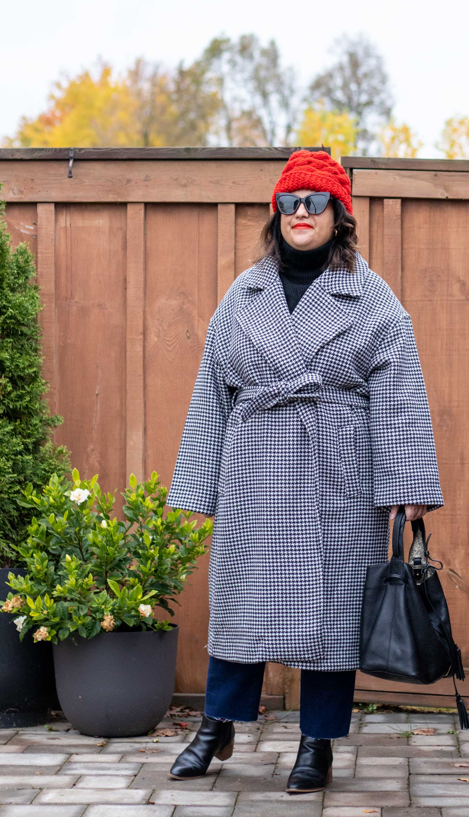 houndstooth coat outfit