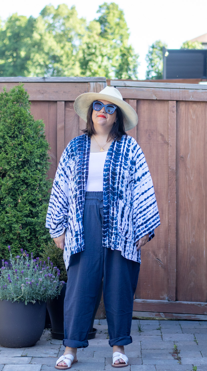 coastal grandmother boho tie dye kimono