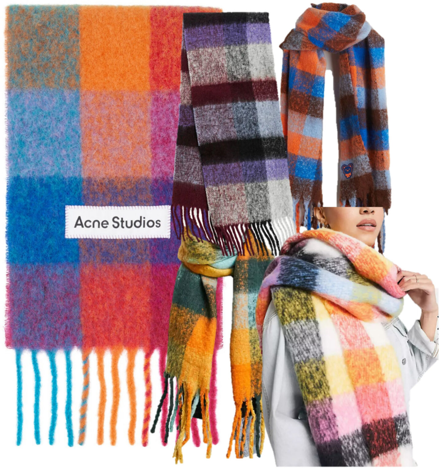 multi color check scarf, acne vally scarf