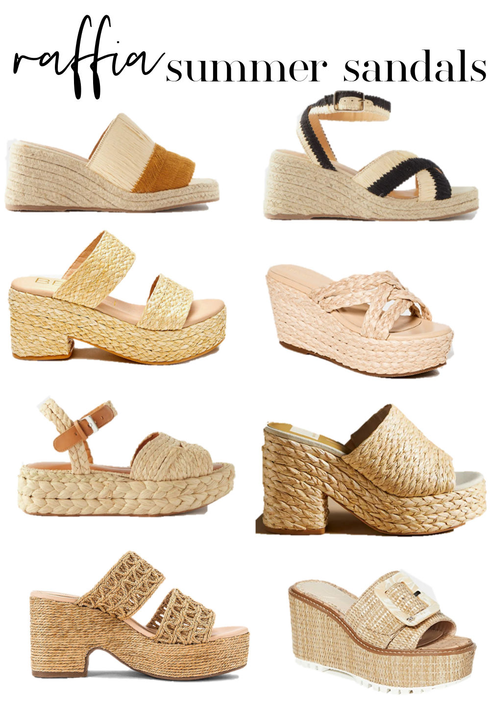 raffia summer sandals, platform raffia sandals, espadrilles