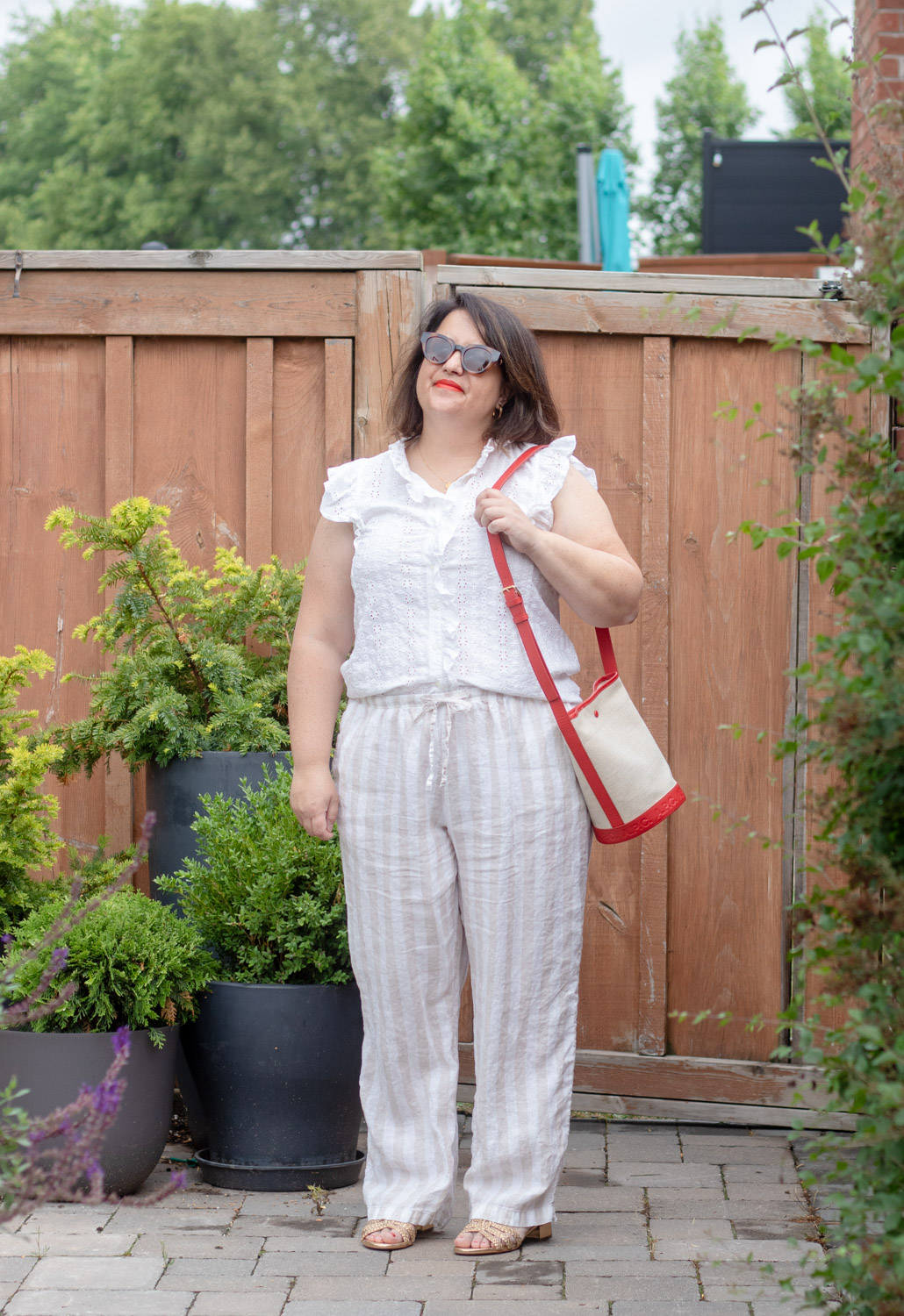 APC Helene Bucket Bag, Linen neutral outfit