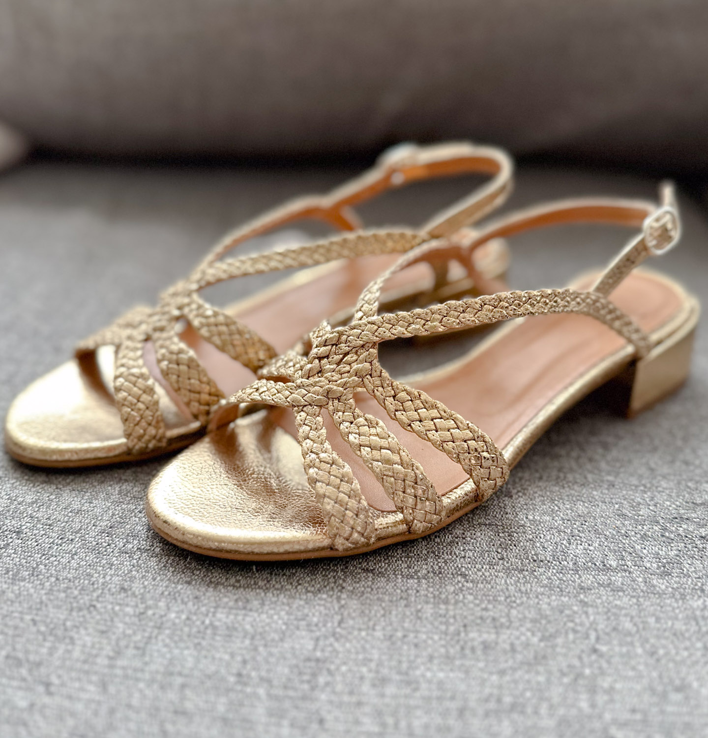 Sezane Low Rosa Sandal Review, gold braided sandals