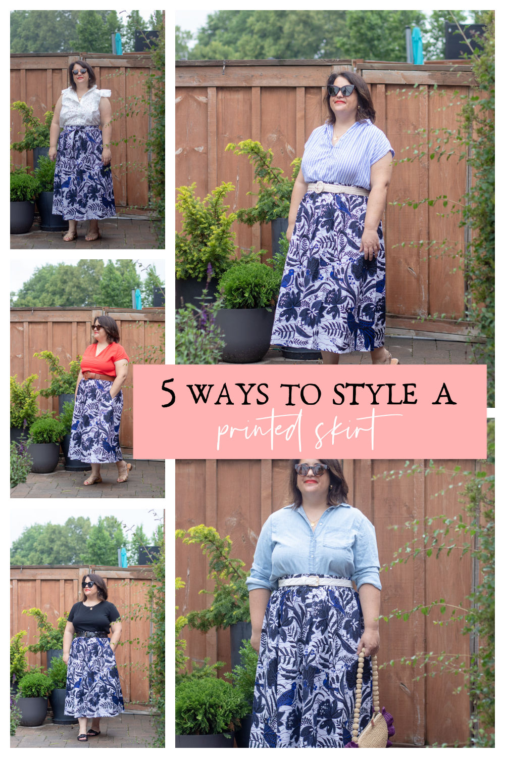 5 ways to style a printed skirt, wax skirt outfit ideas