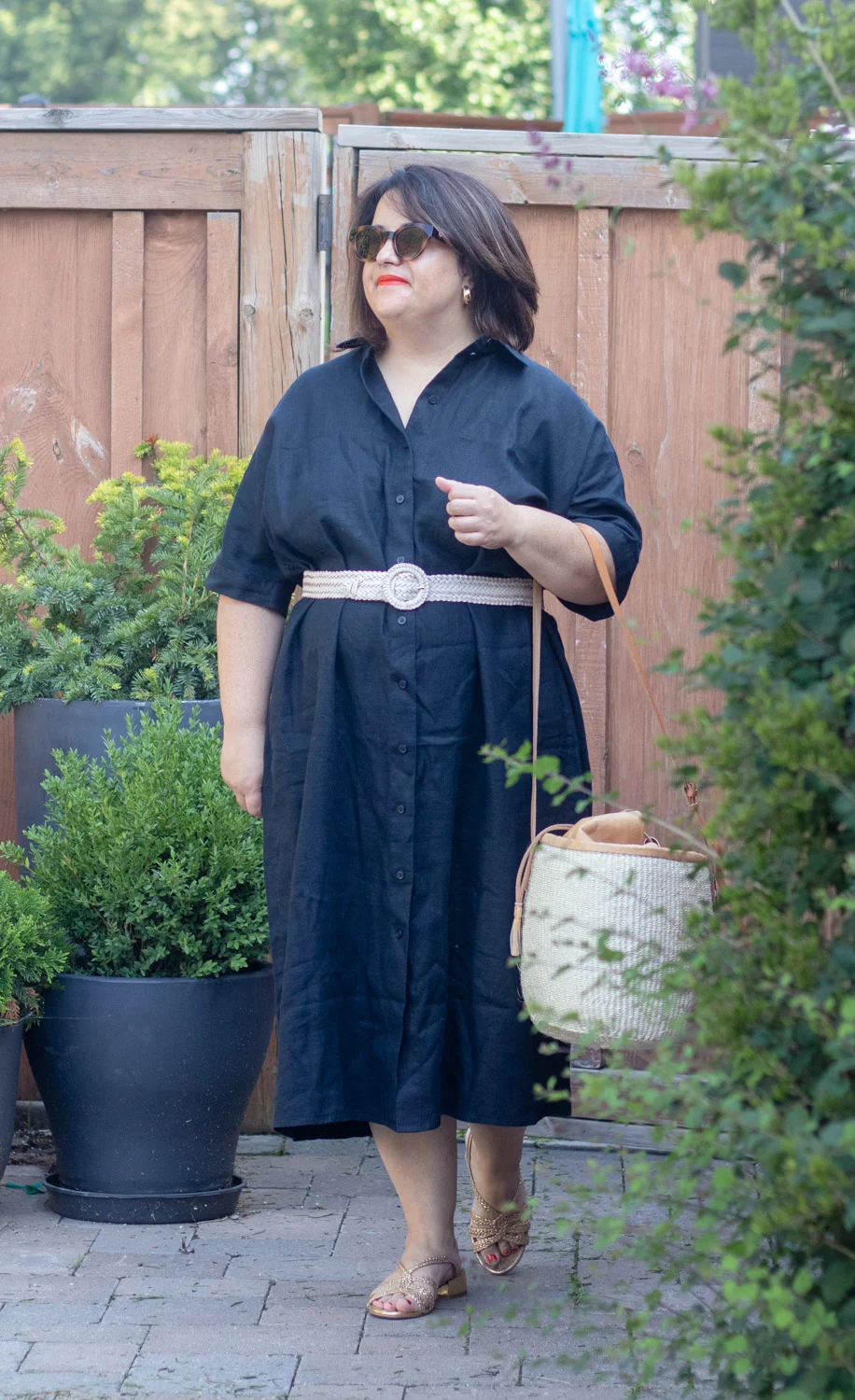 navy linen shirt dress