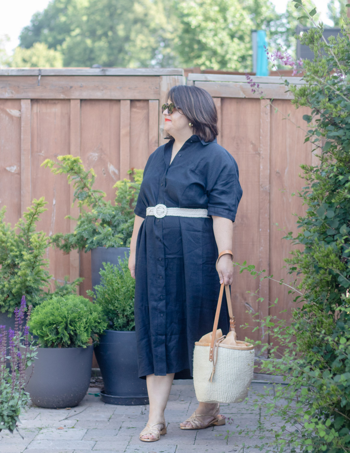 linen shirt dress outfit