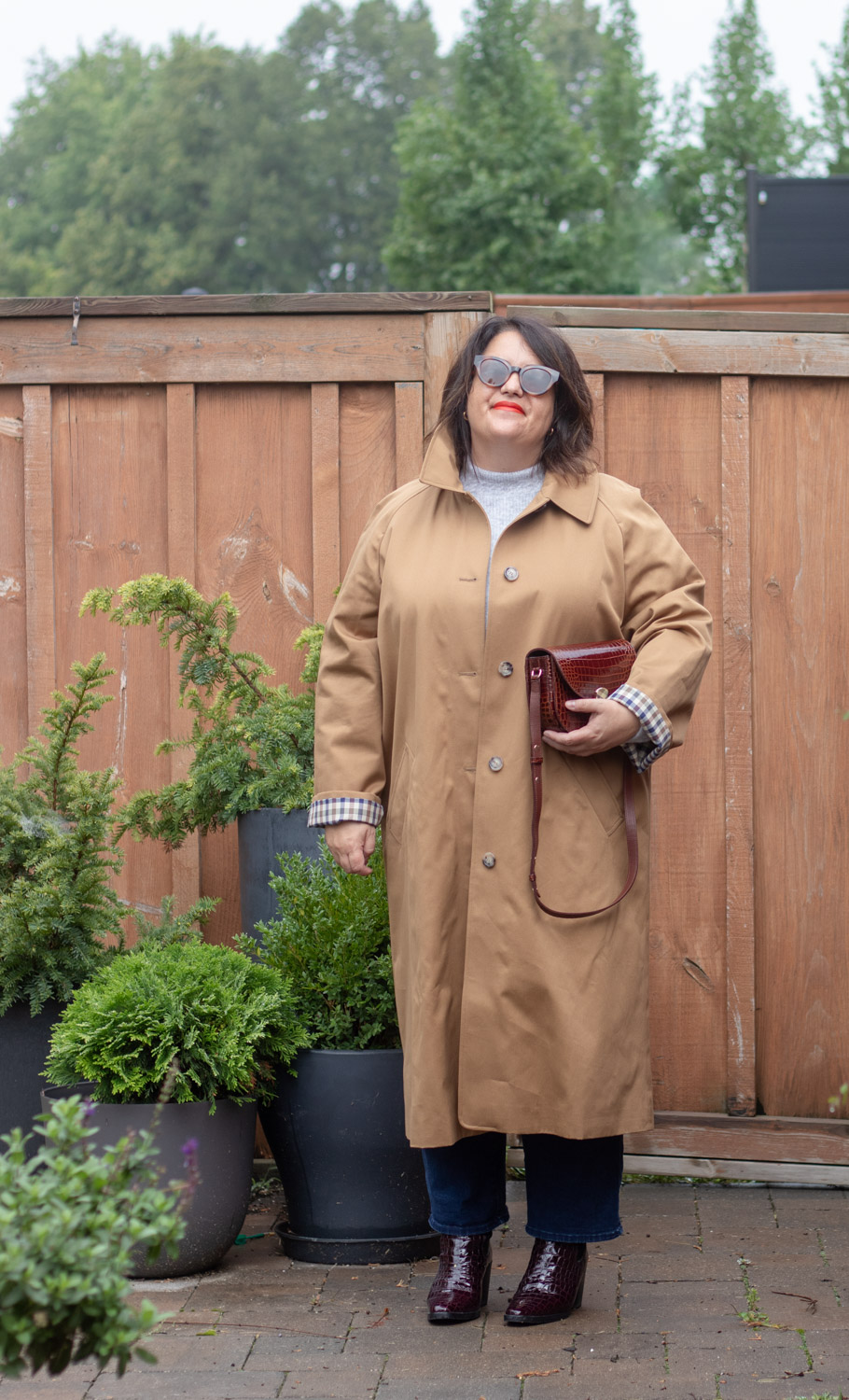 clyde trench , sezane trench coat, check lined mac trench