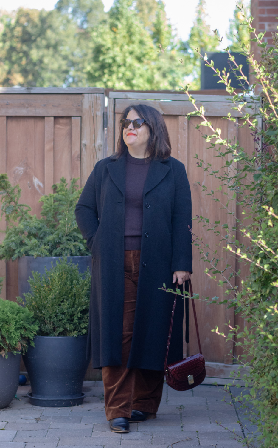 black & other stories coat, brown outfit
