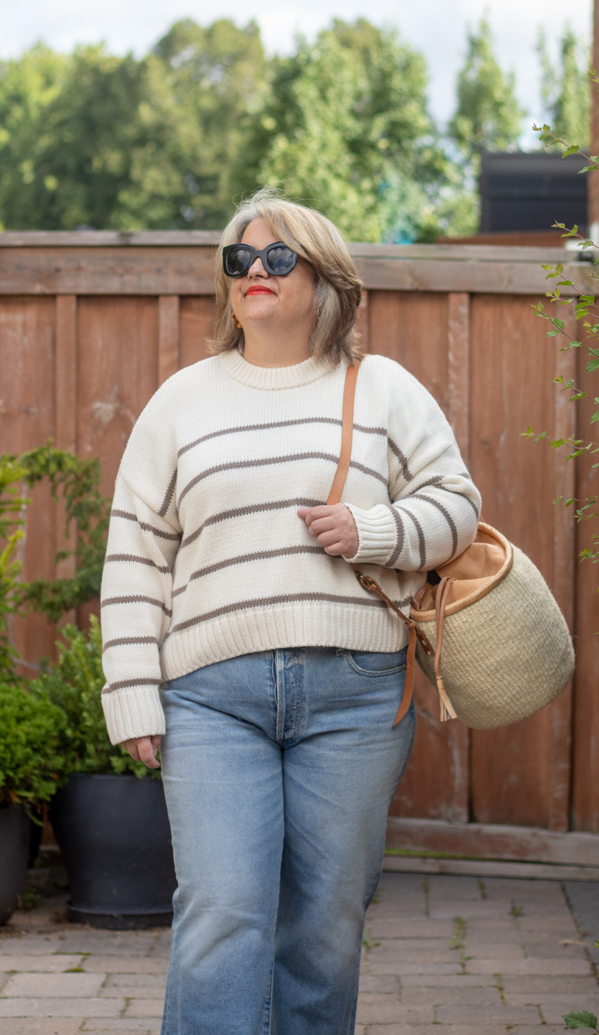 jenni kayne stripe sweater outfit