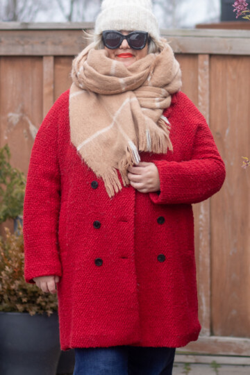 red coat with camel