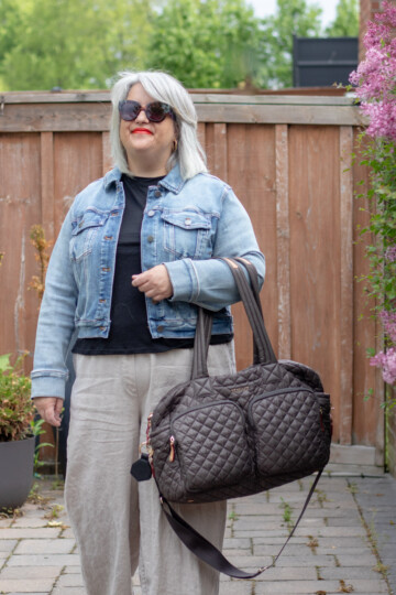 linen pants, unbound merino wool tee travel outfit