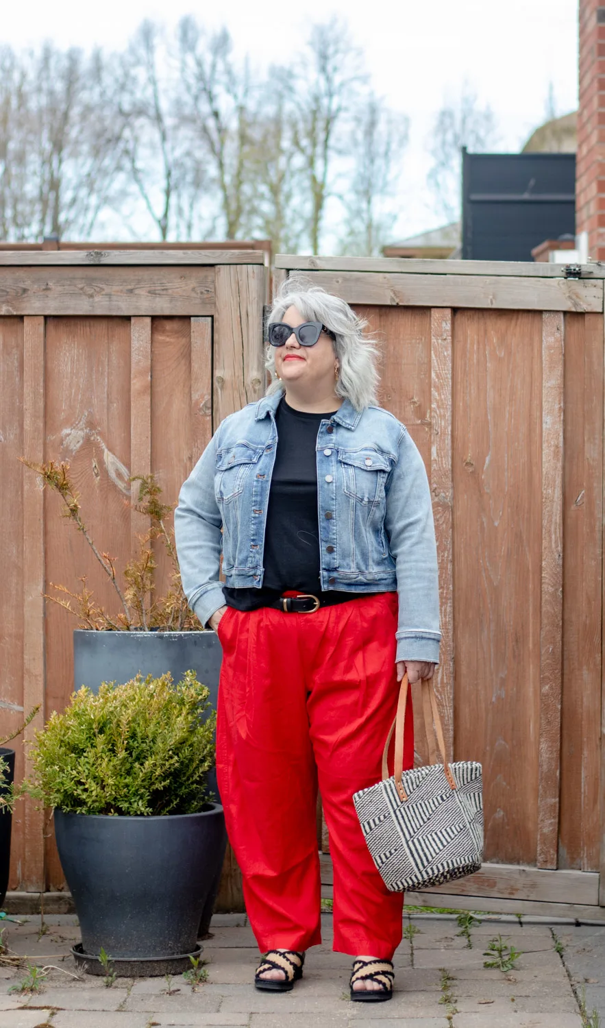red linen trousers outfit