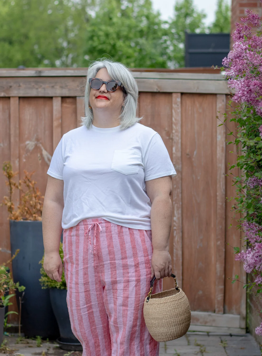 vacation outfit, linen stripes pants