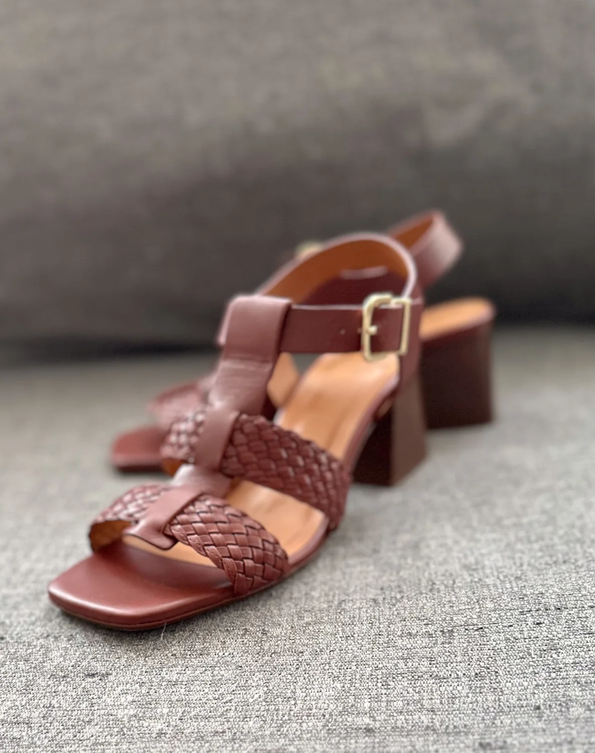 sezane heeled braided leather sandals