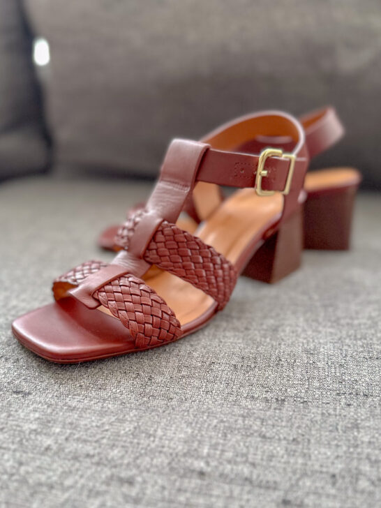 sezane felicia brown leather sandal