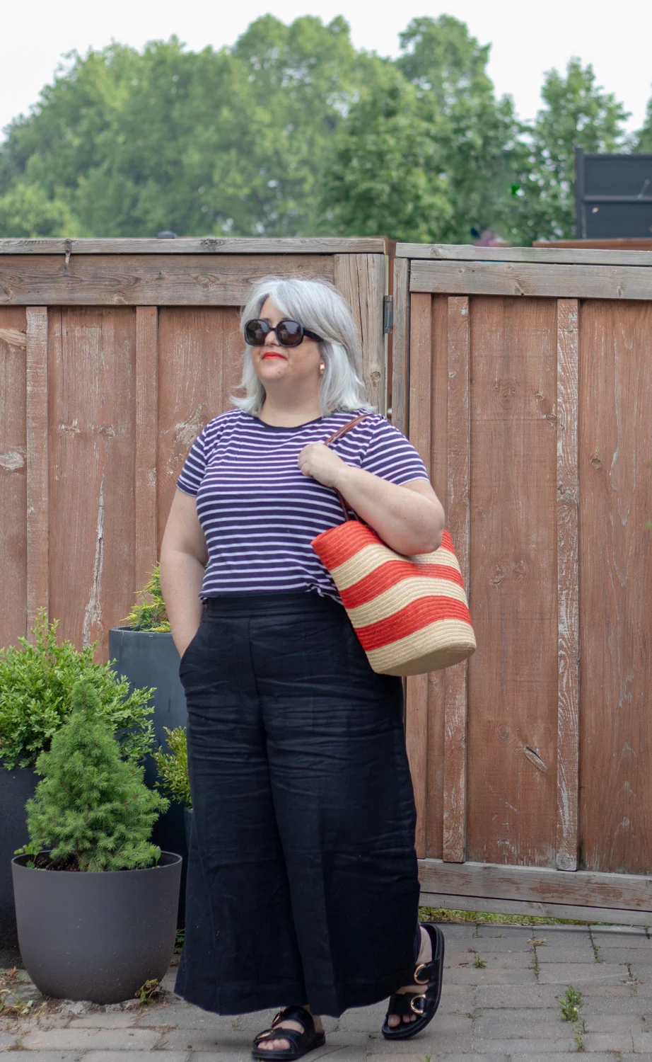 Justine stripe basket bag