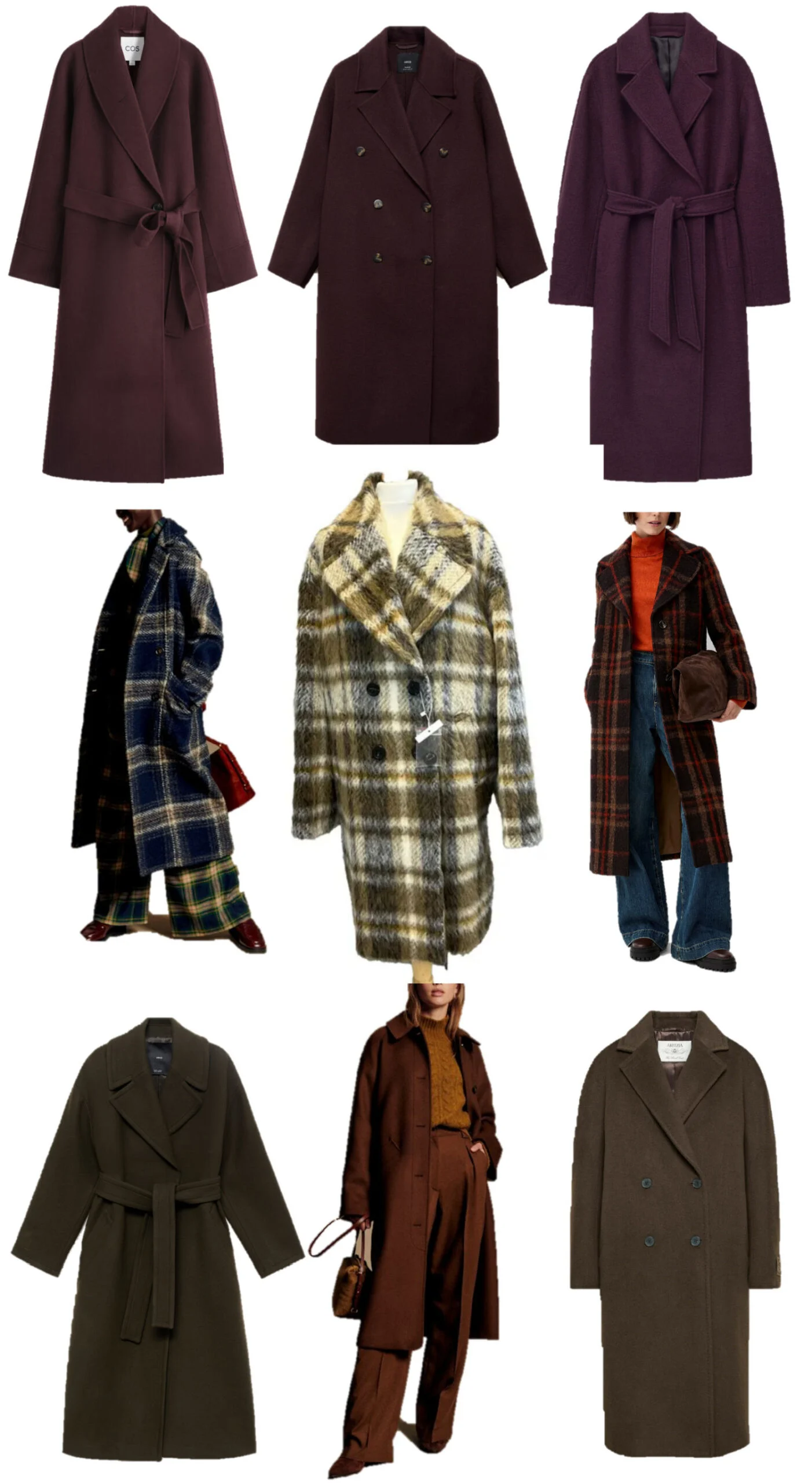 fall winter coats, burgundy coats, plaid coats, brown coats