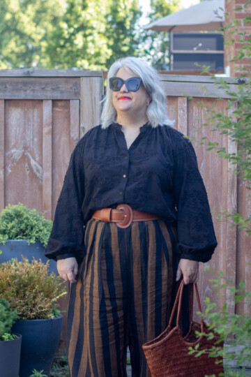 beyond nine bobbie pants stripe pants outfit