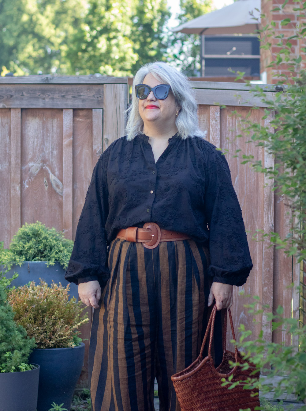 beyond nine bobbie pants stripe pants outfit