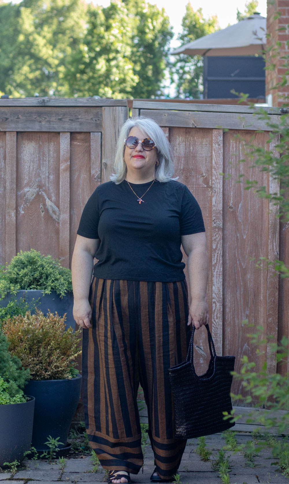 stripe pants outfit beyond nine bobbi, unbournd merino tee