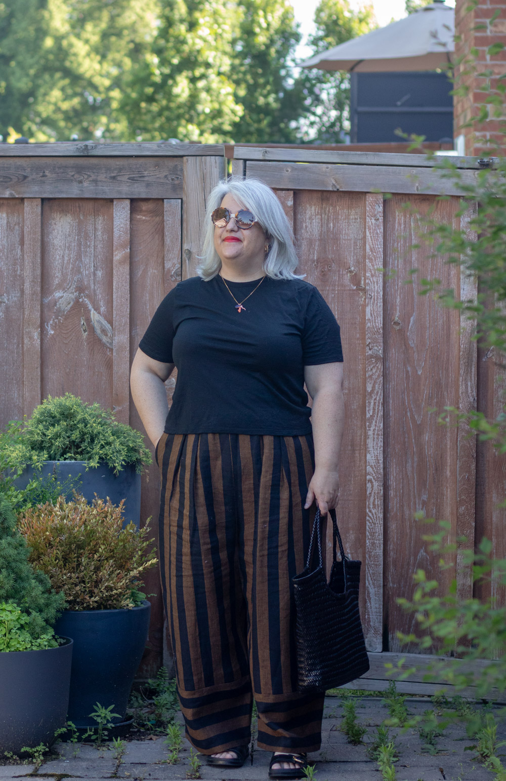 beyond nine bobbie pants stripe pants outfit