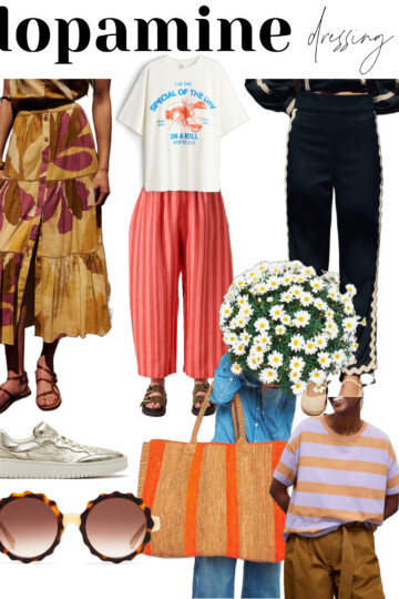 dopamine dressing, fun colourful outfits
