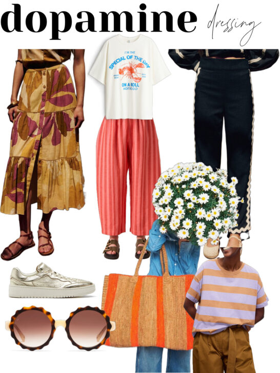 dopamine dressing, fun colourful outfits