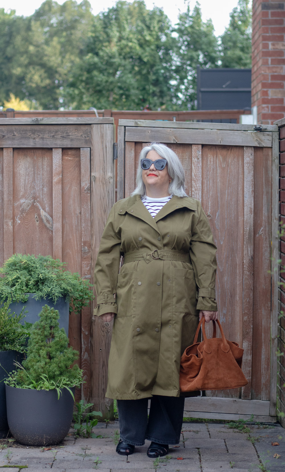 sezane arnaud trench coat in green